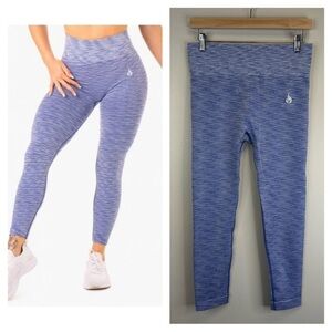 Ryderwear M Heathered Blue Leggings Full Length Yoga Gym Workout Athletic sports